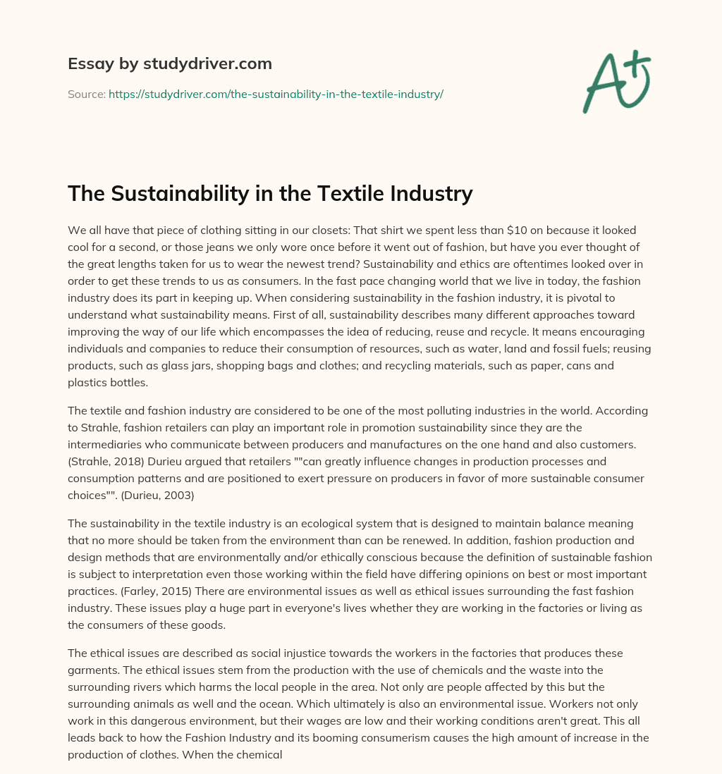 The Sustainability in the Textile Industry essay