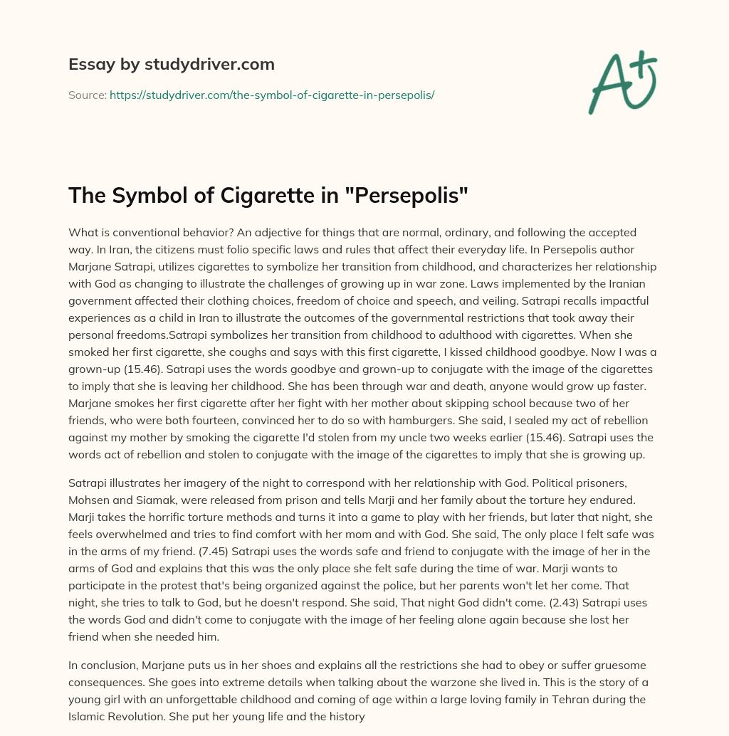 The Symbol of Cigarette in “Persepolis” essay