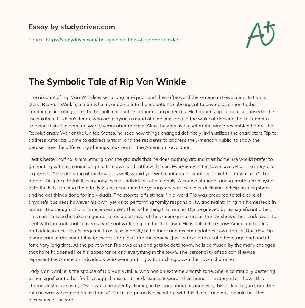 The Symbolic Tale of Rip Van Winkle essay