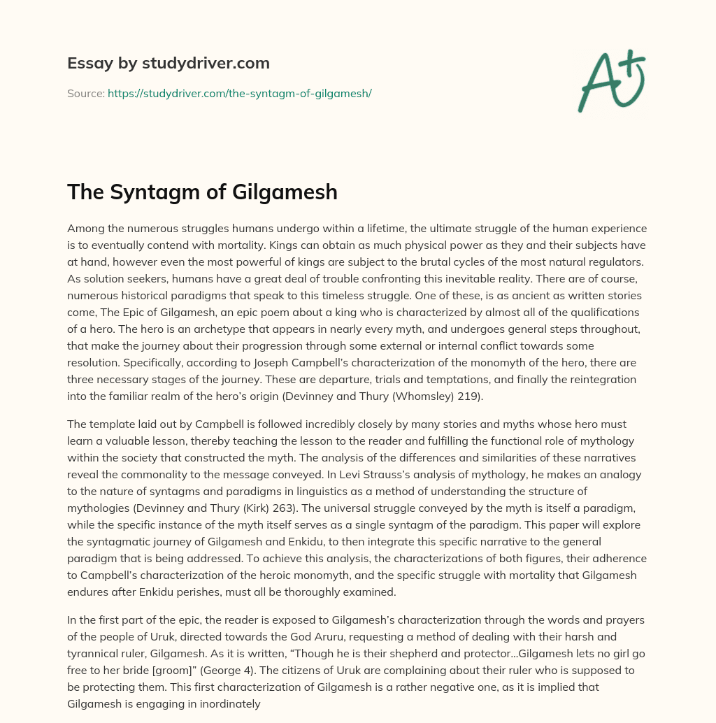 The Syntagm of Gilgamesh essay