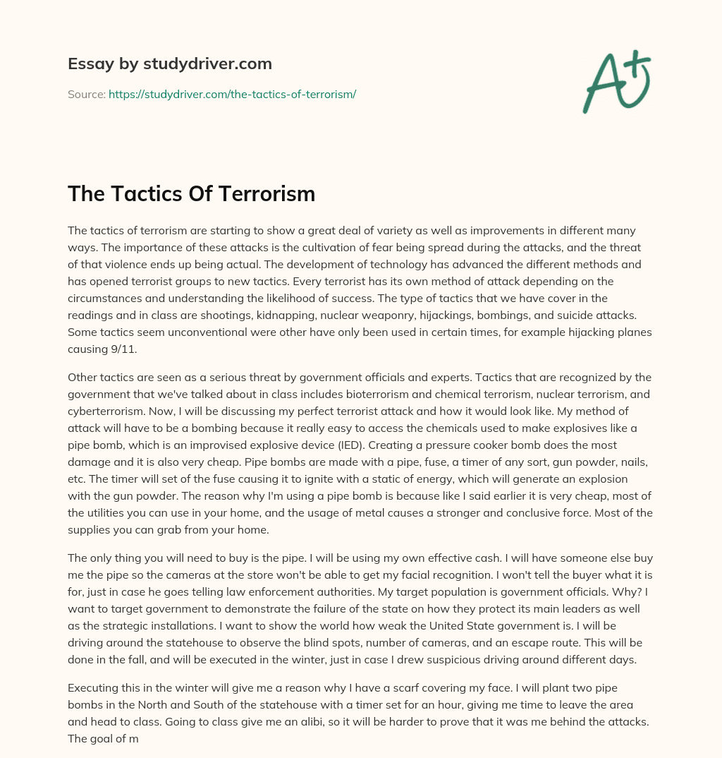 The Tactics of Terrorism essay