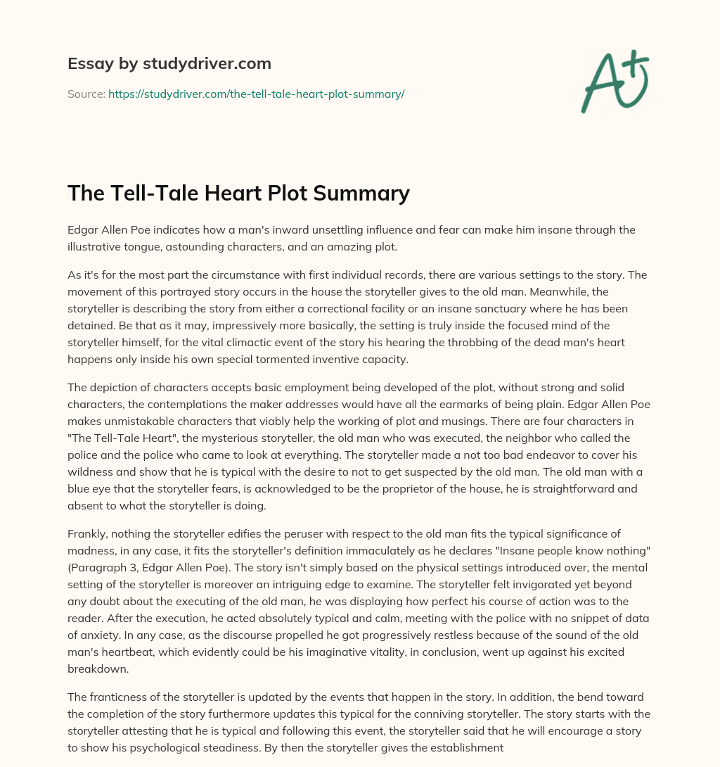 The Tell-Tale Heart Plot Summary essay