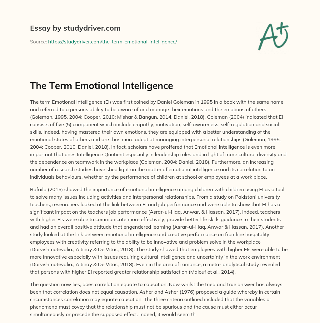 The Term Emotional Intelligence essay