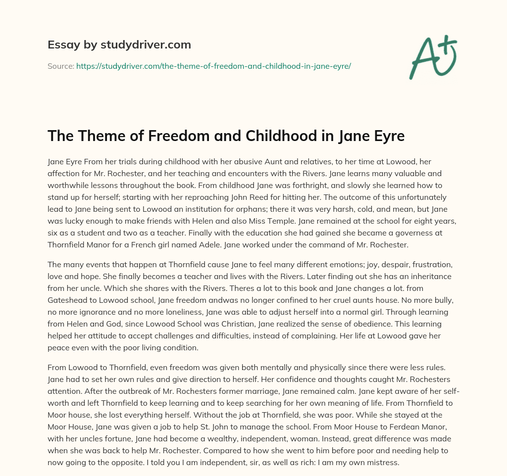 The Theme of Freedom and Childhood in Jane Eyre essay