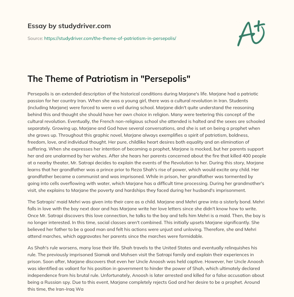 The Theme of Patriotism in “Persepolis” essay