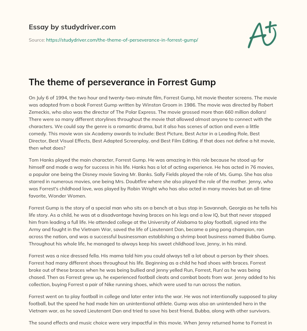 The Theme of Perseverance in Forrest Gump essay