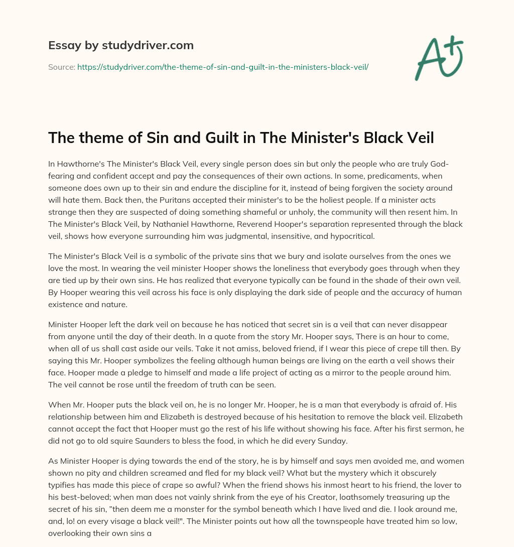 The Theme of Sin and Guilt in the Minister’s Black Veil essay