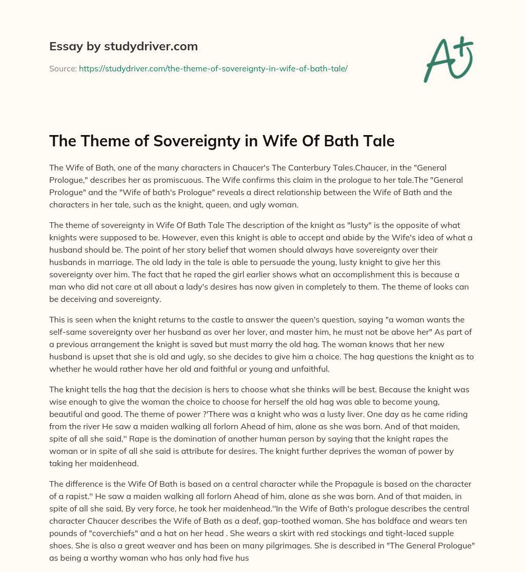The Theme of Sovereignty in Wife of Bath Tale essay