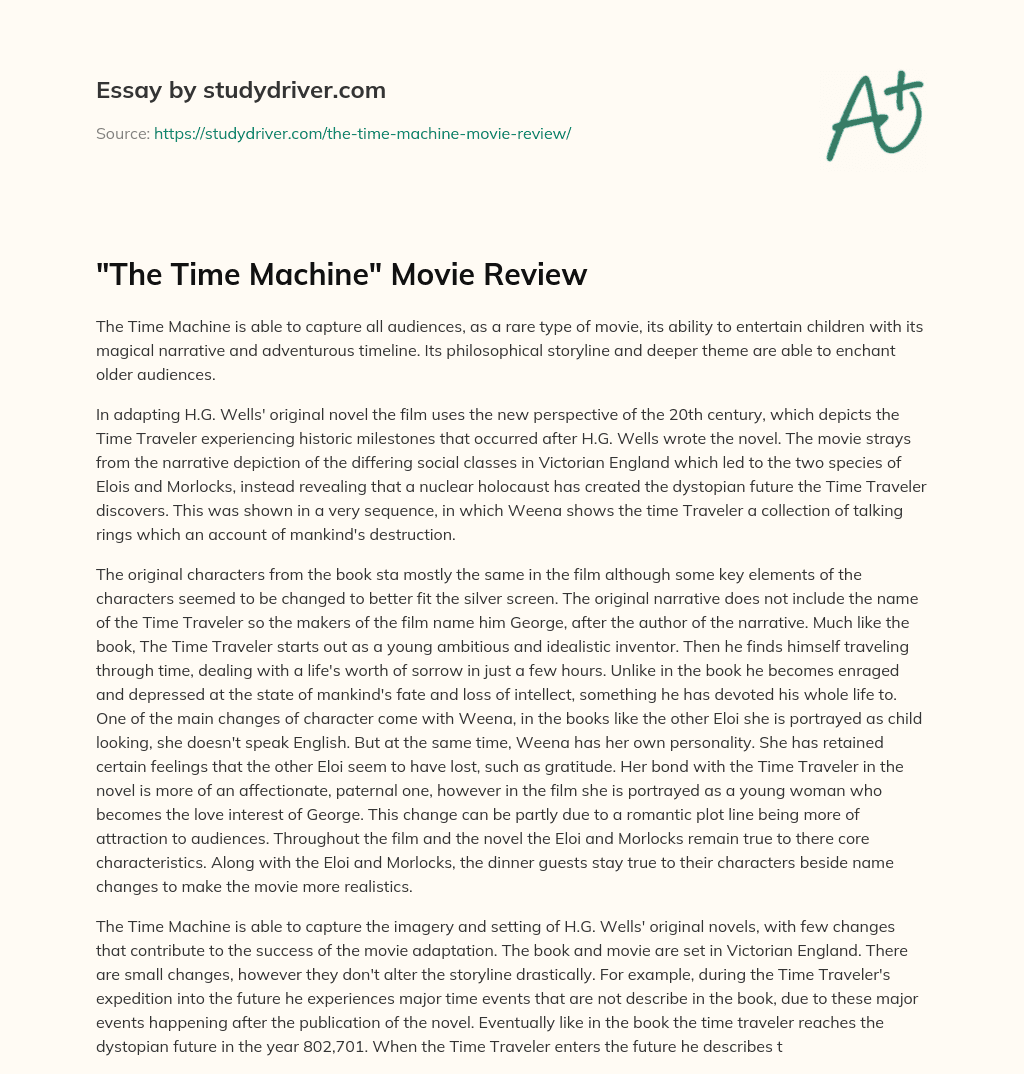 “The Time Machine” Movie Review essay
