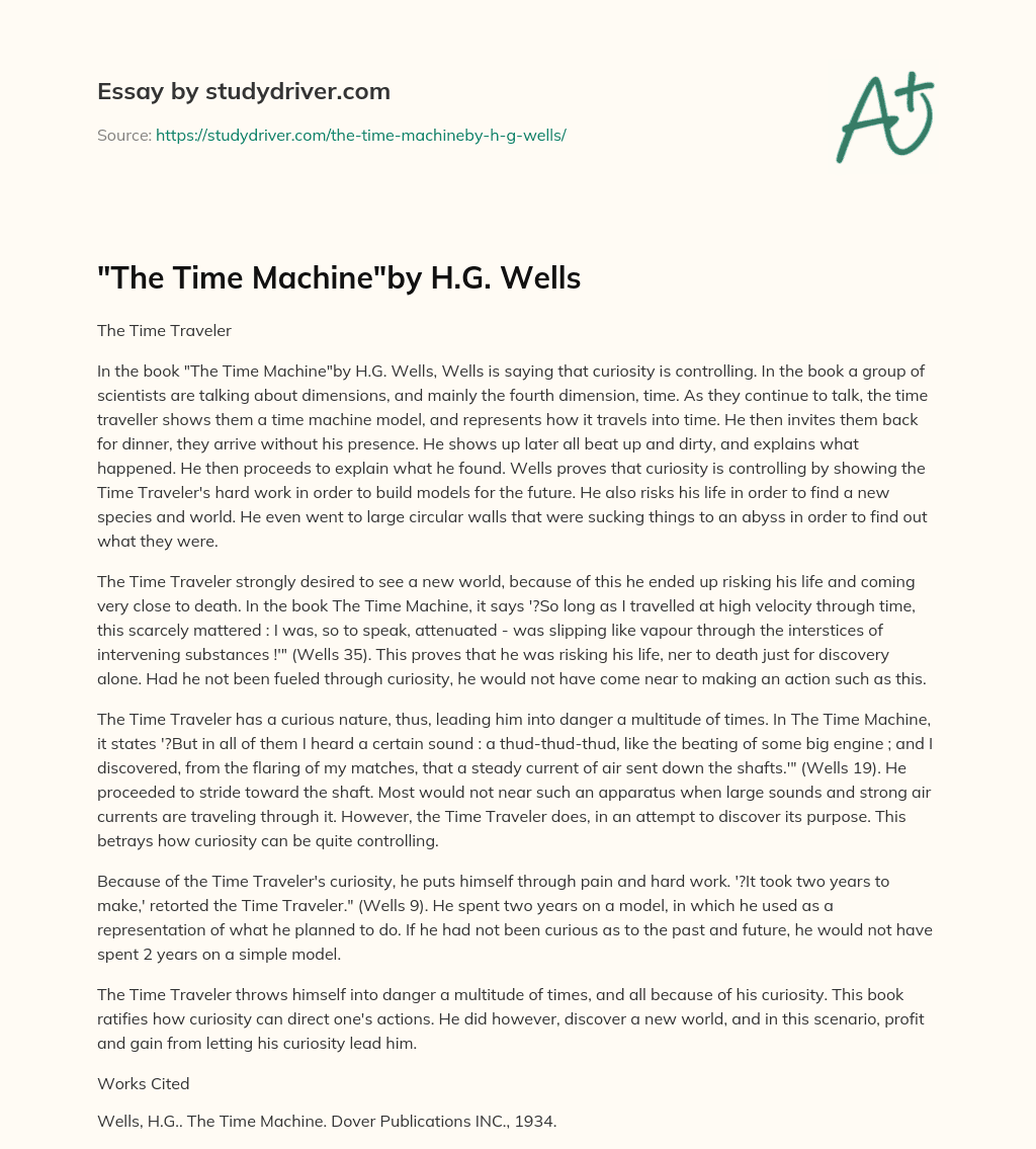 “The Time Machine”by H.G. Wells essay