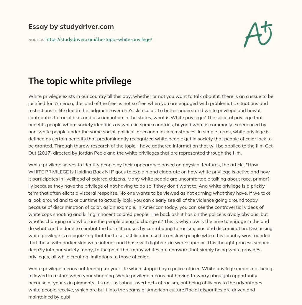 The Topic White Privilege essay