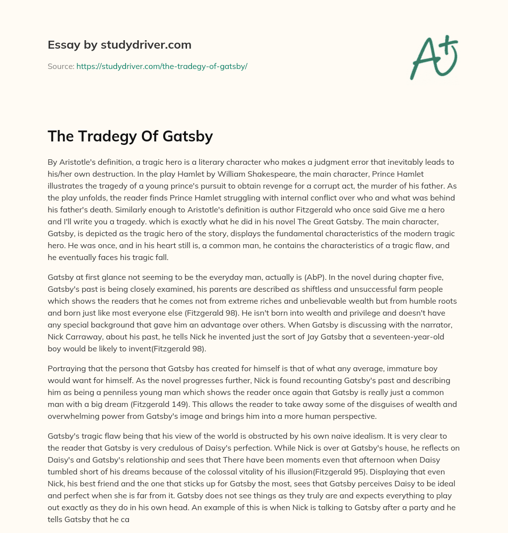The Tradegy of Gatsby essay