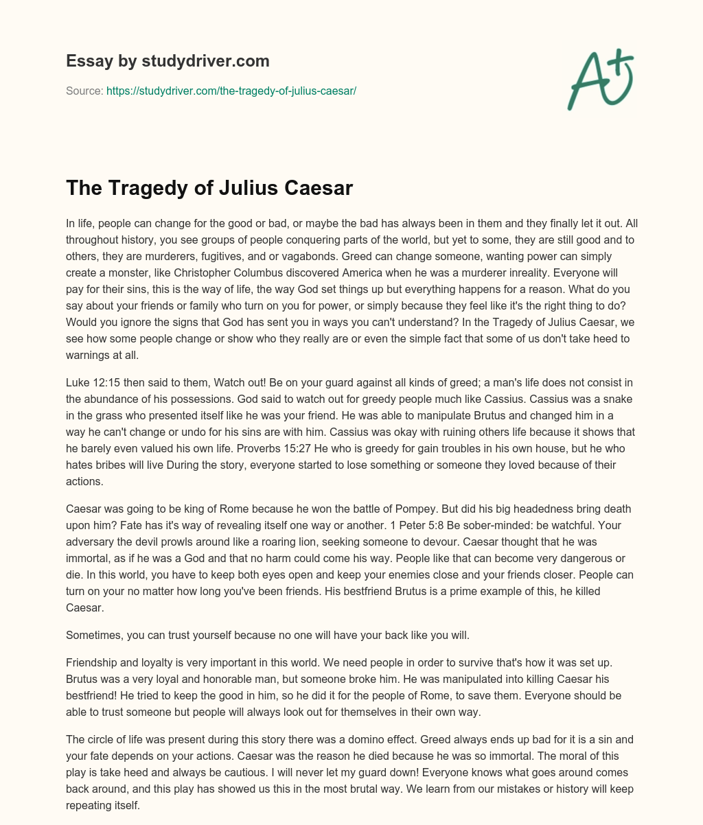 The Tragedy of Julius Caesar essay