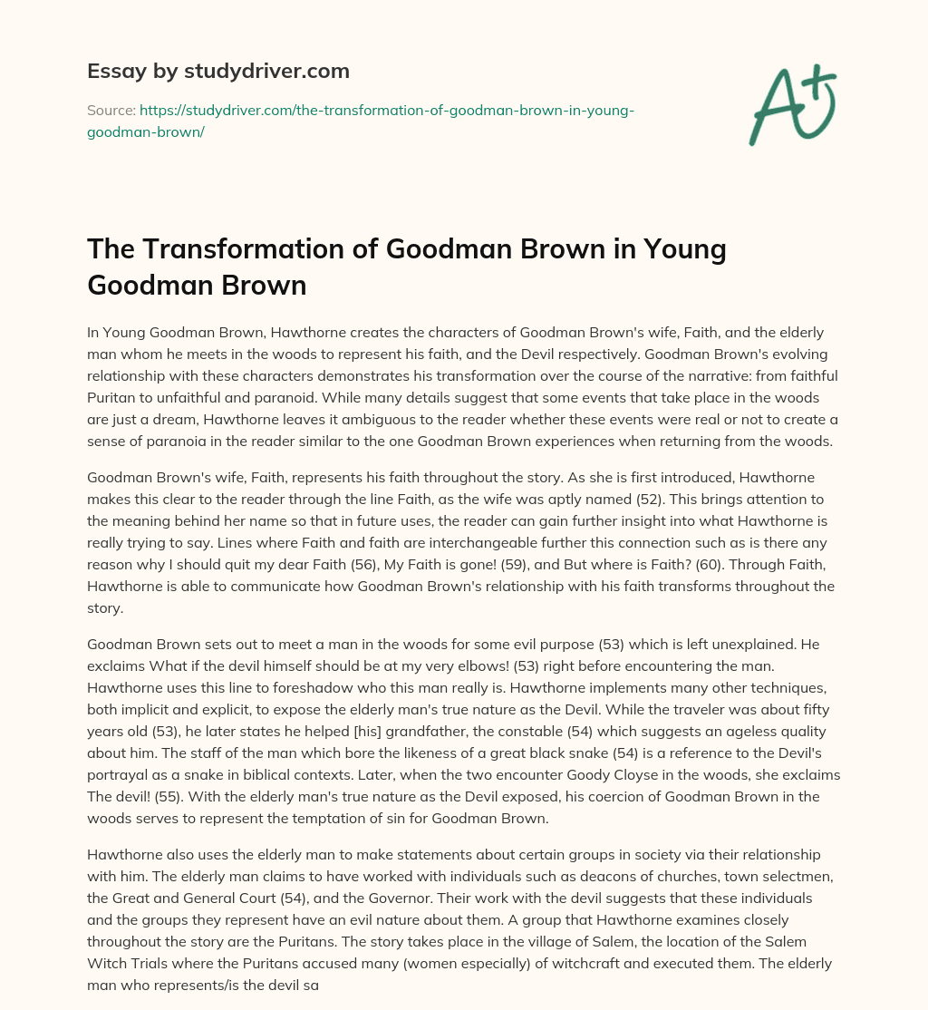 young goodman brown essay conclusion