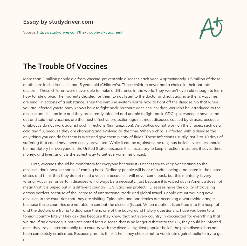 The Trouble of Vaccines essay