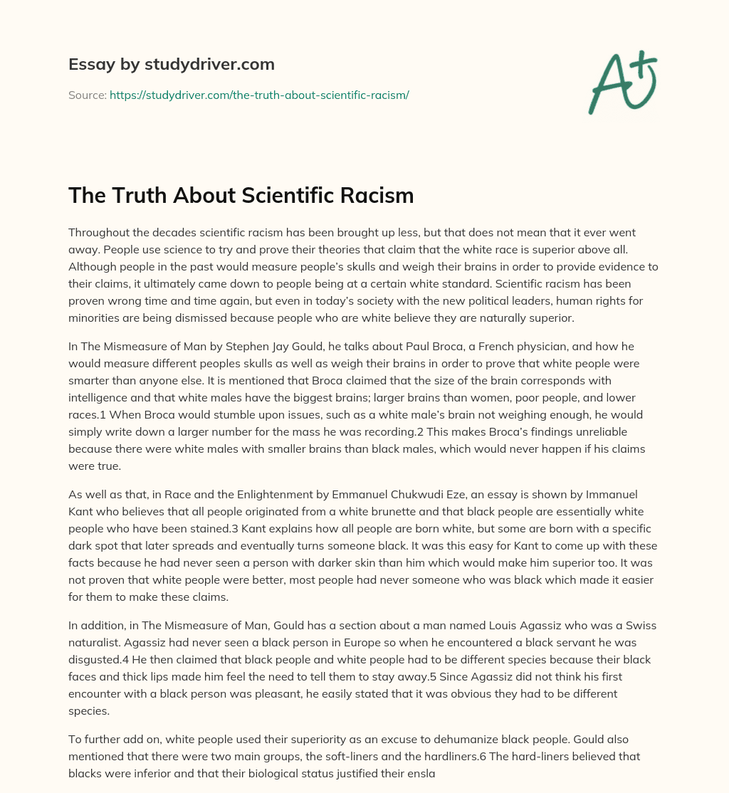 The Truth about Scientific Racism essay