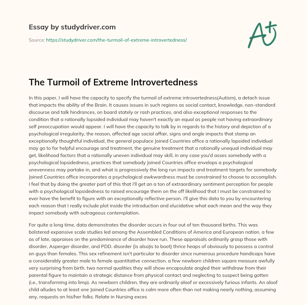 The Turmoil of Extreme Introvertedness essay