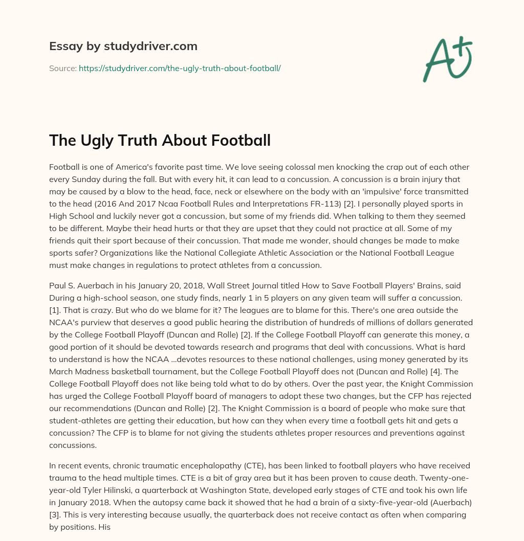 The Ugly Truth about Football essay