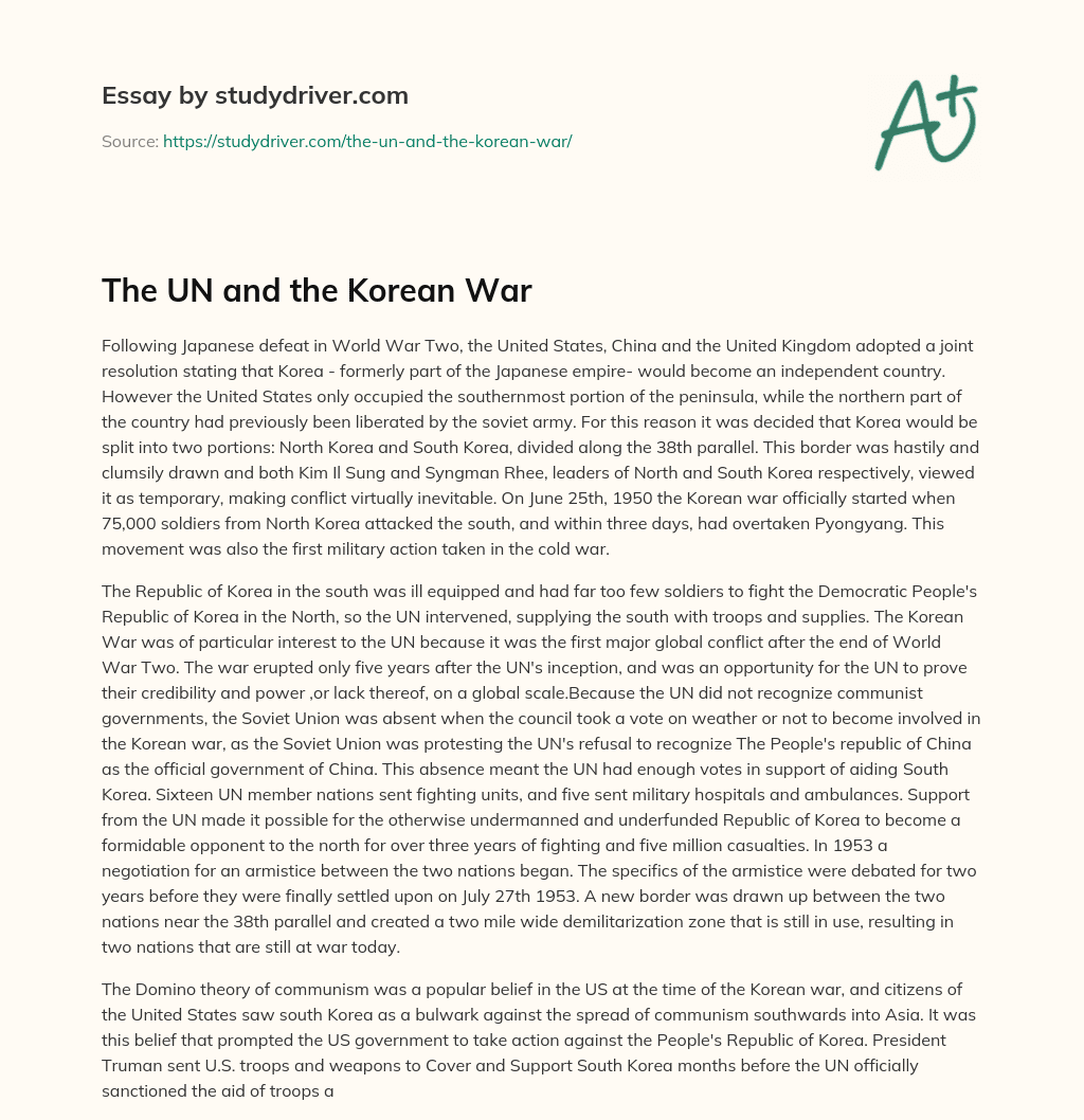 The UN and the Korean War essay