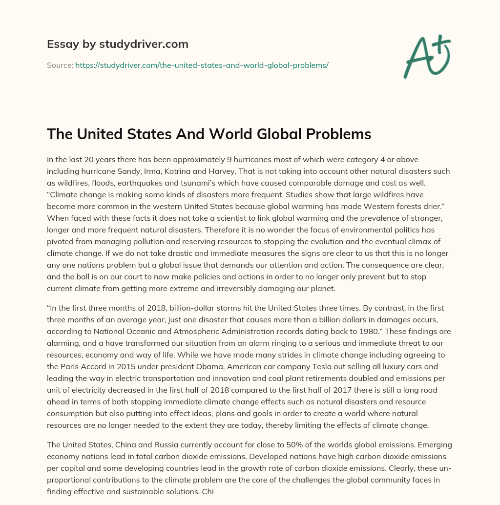 The United States and World Global Problems essay
