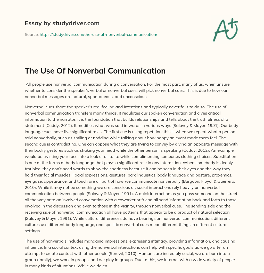 The Use of Nonverbal Communication essay