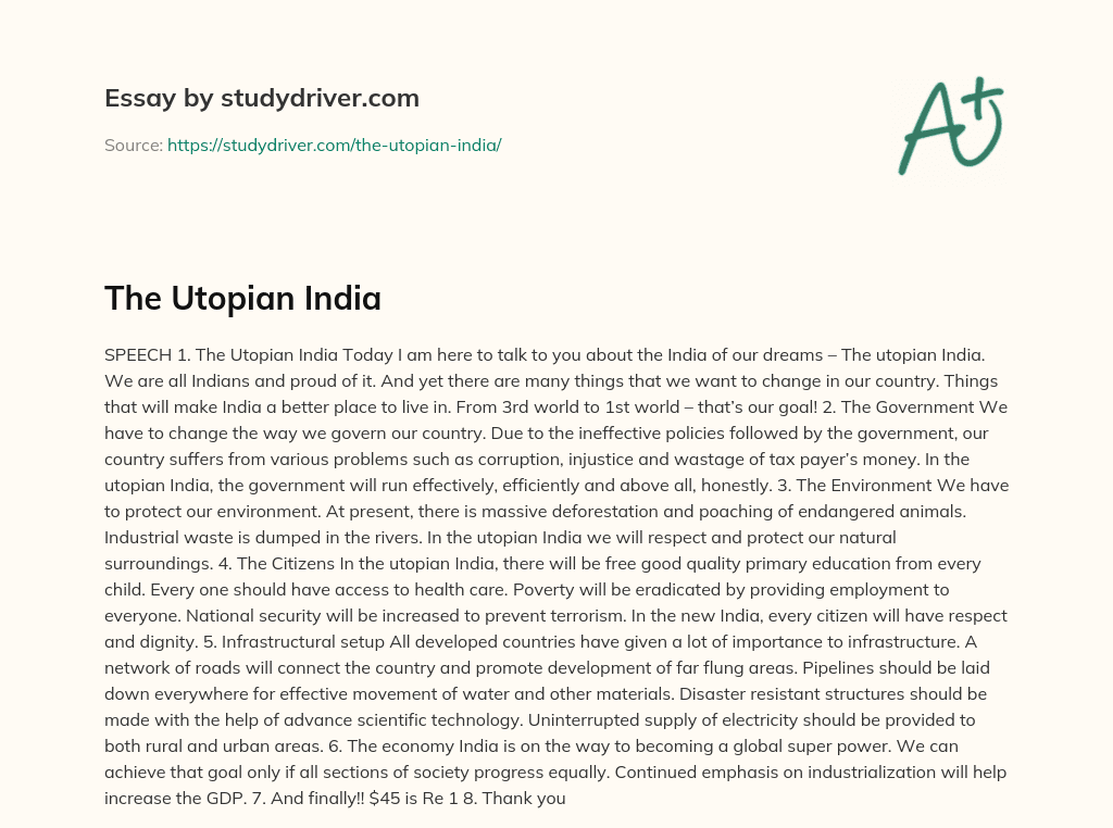 The Utopian India essay
