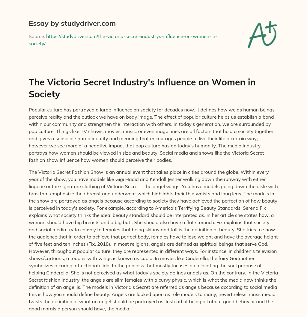 The Victoria Secret Industry’s Influence on Women in Society essay