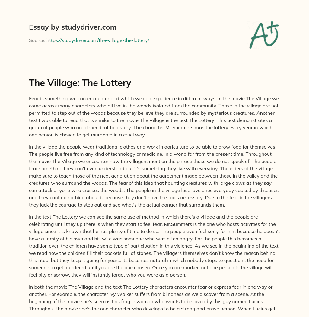 The Village: the Lottery essay