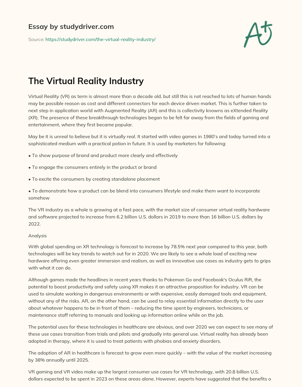 The Virtual Reality Industry essay