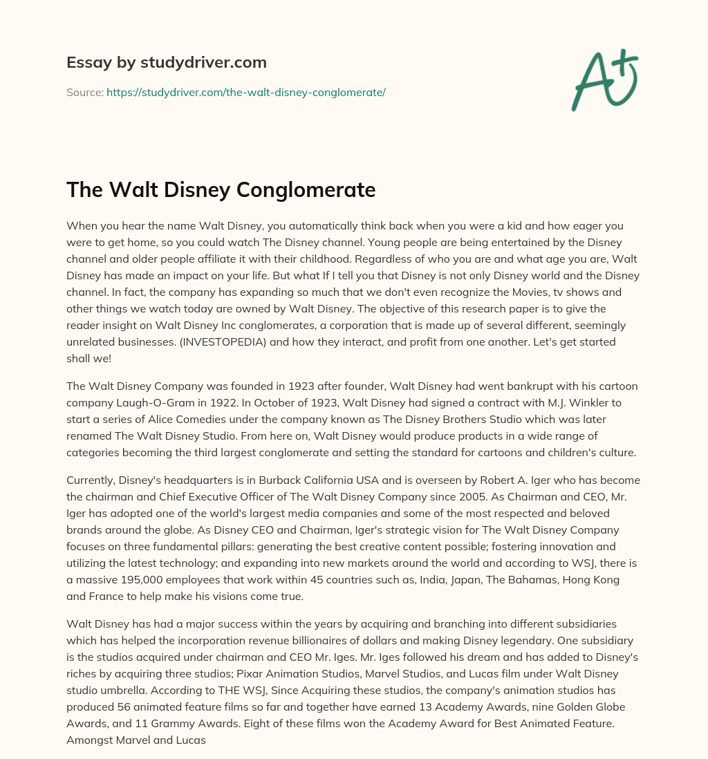 The Walt Disney Conglomerate essay