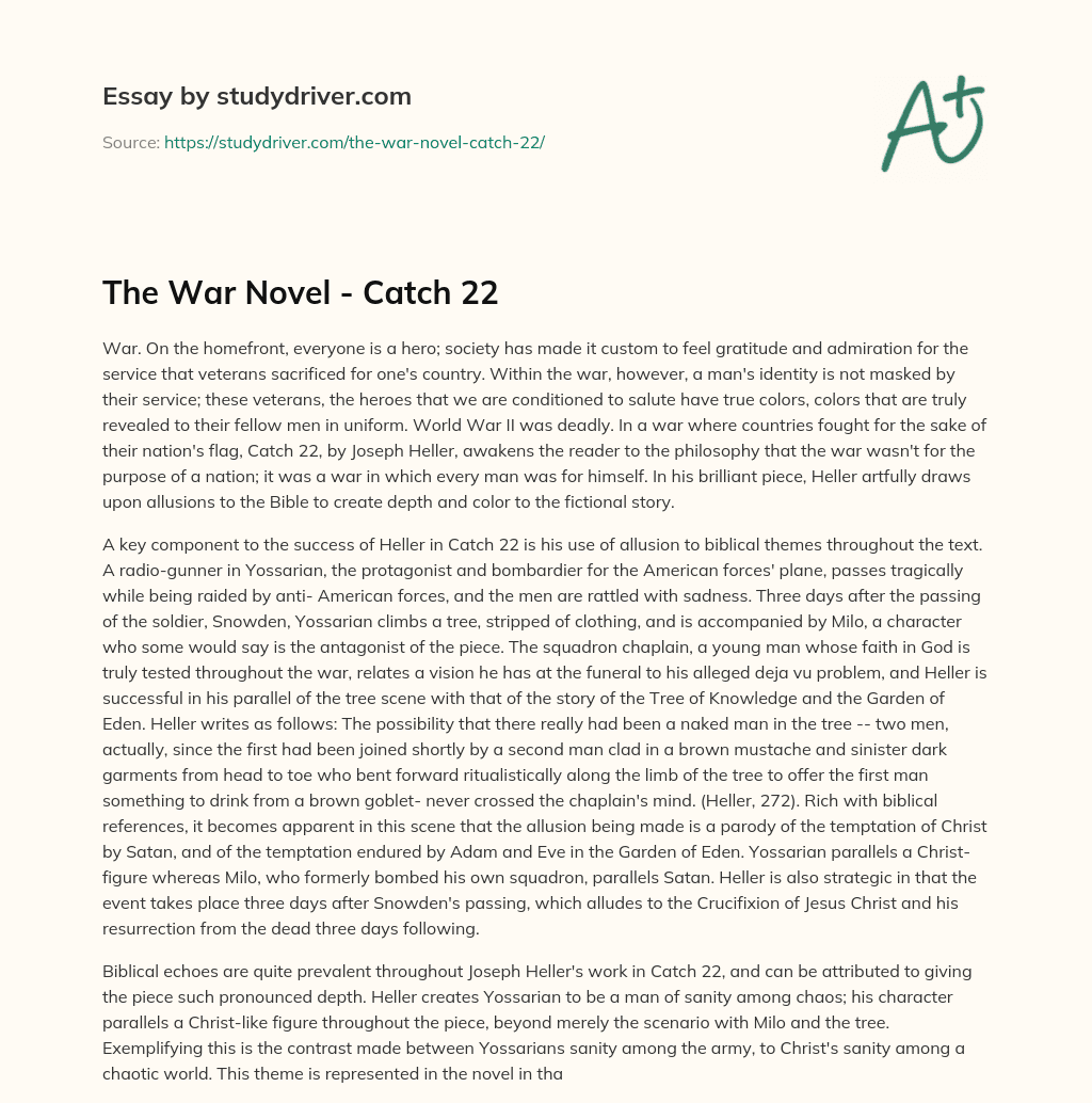 The War Novel – Catch 22 essay
