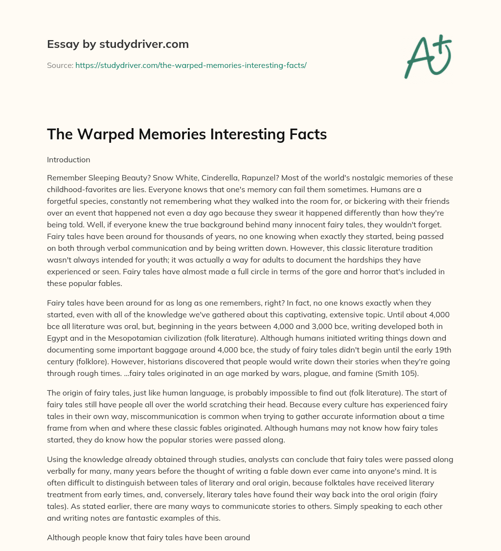 The Warped Memories Interesting Facts essay