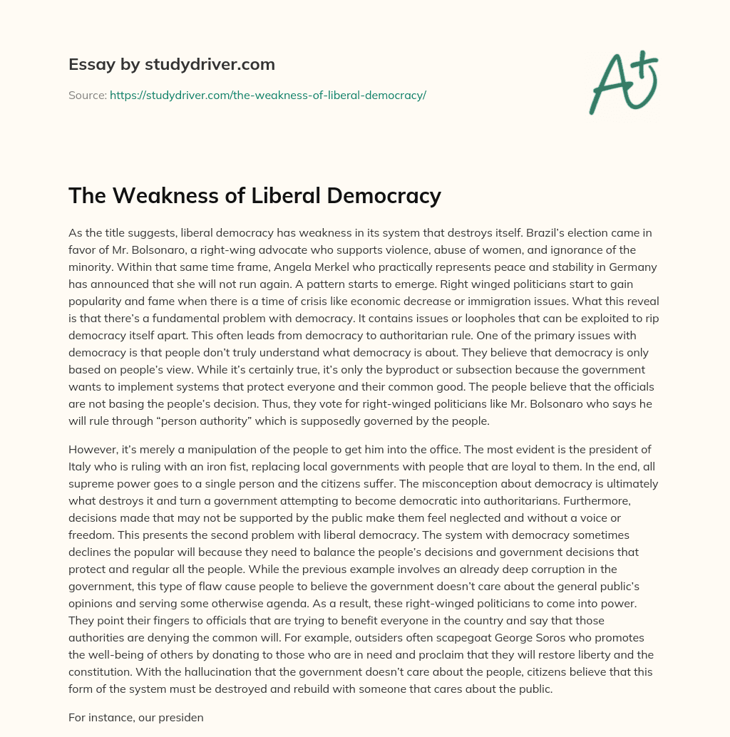 The Weakness of Liberal Democracy essay