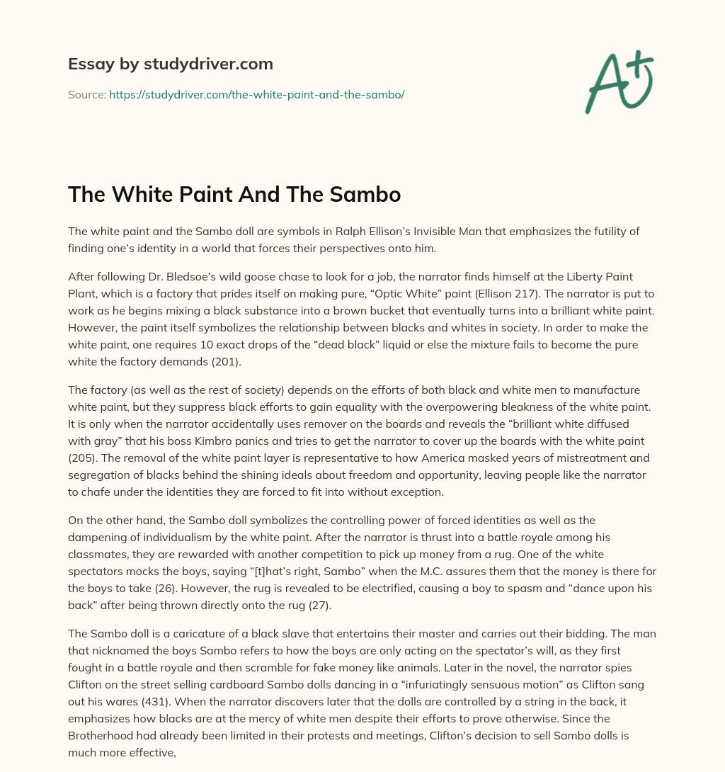 The White Paint and the Sambo essay