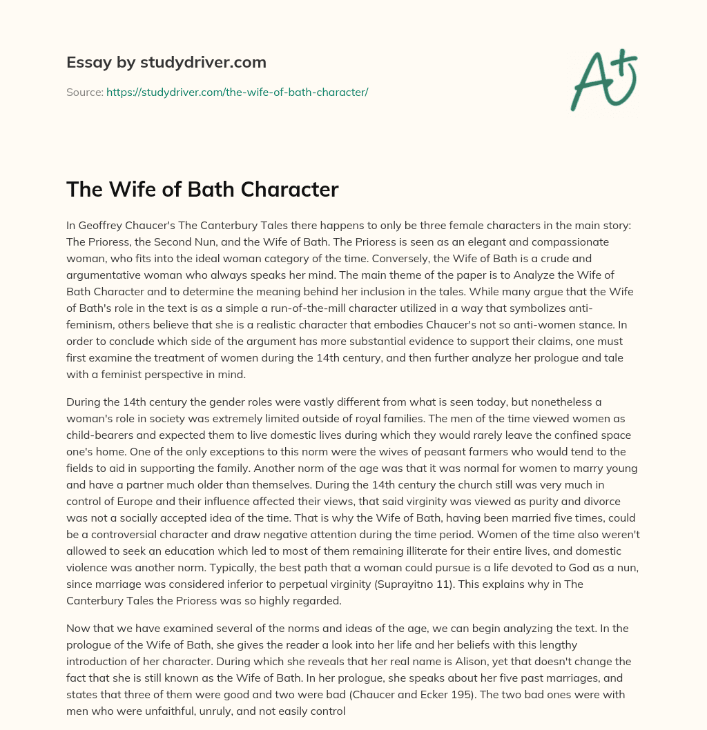 The Wife of Bath Character essay