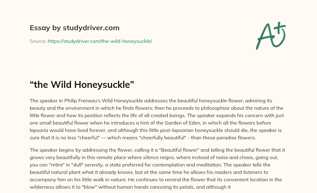 “the Wild Honeysuckle” essay