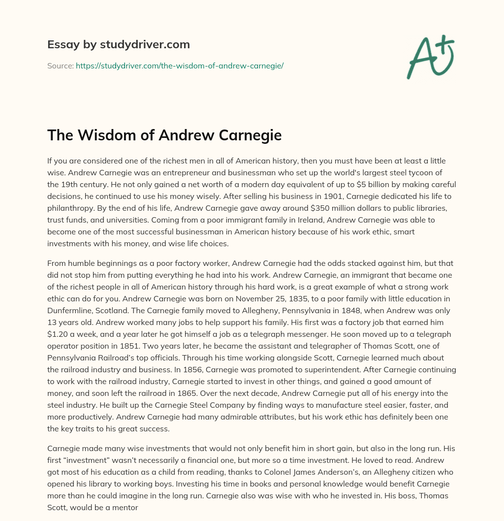 The Wisdom of Andrew Carnegie essay