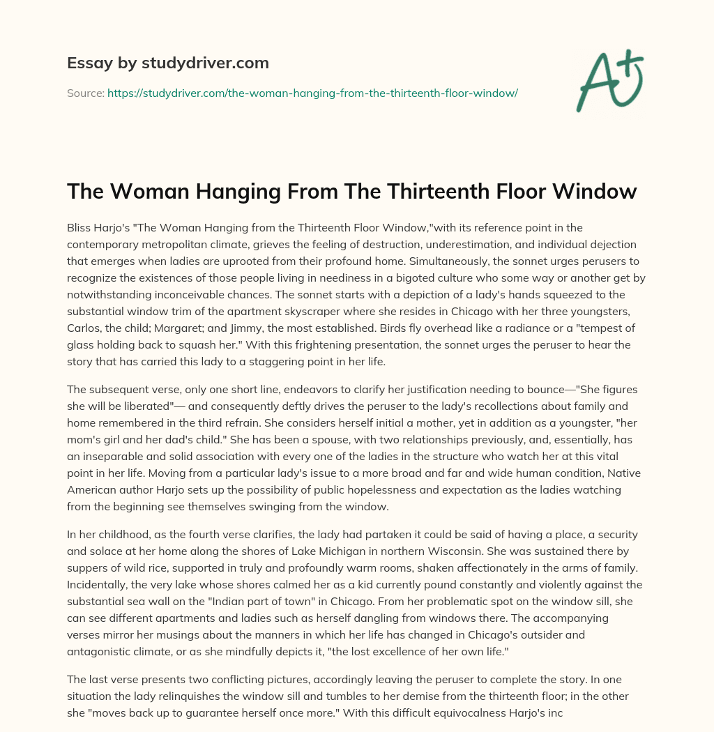 The Woman Hanging from the Thirteenth Floor Window essay