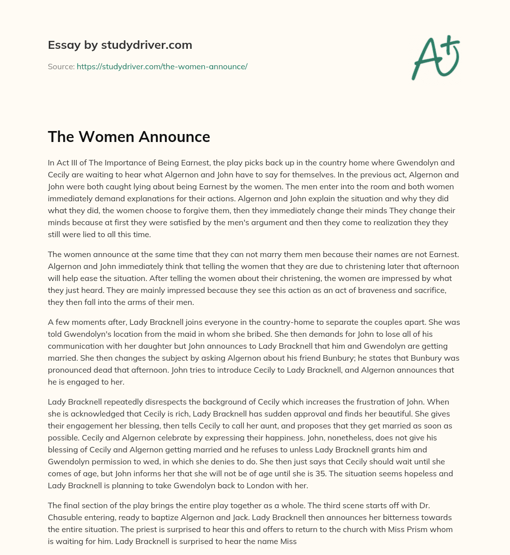 The Women Announce essay