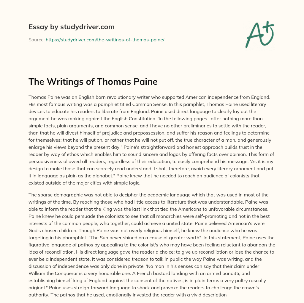 The Writings of Thomas Paine essay