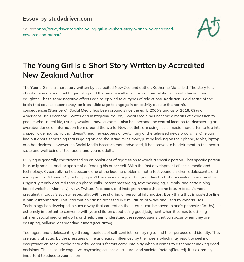 The Young Girl is a Short Story Written by Accredited New Zealand Author essay