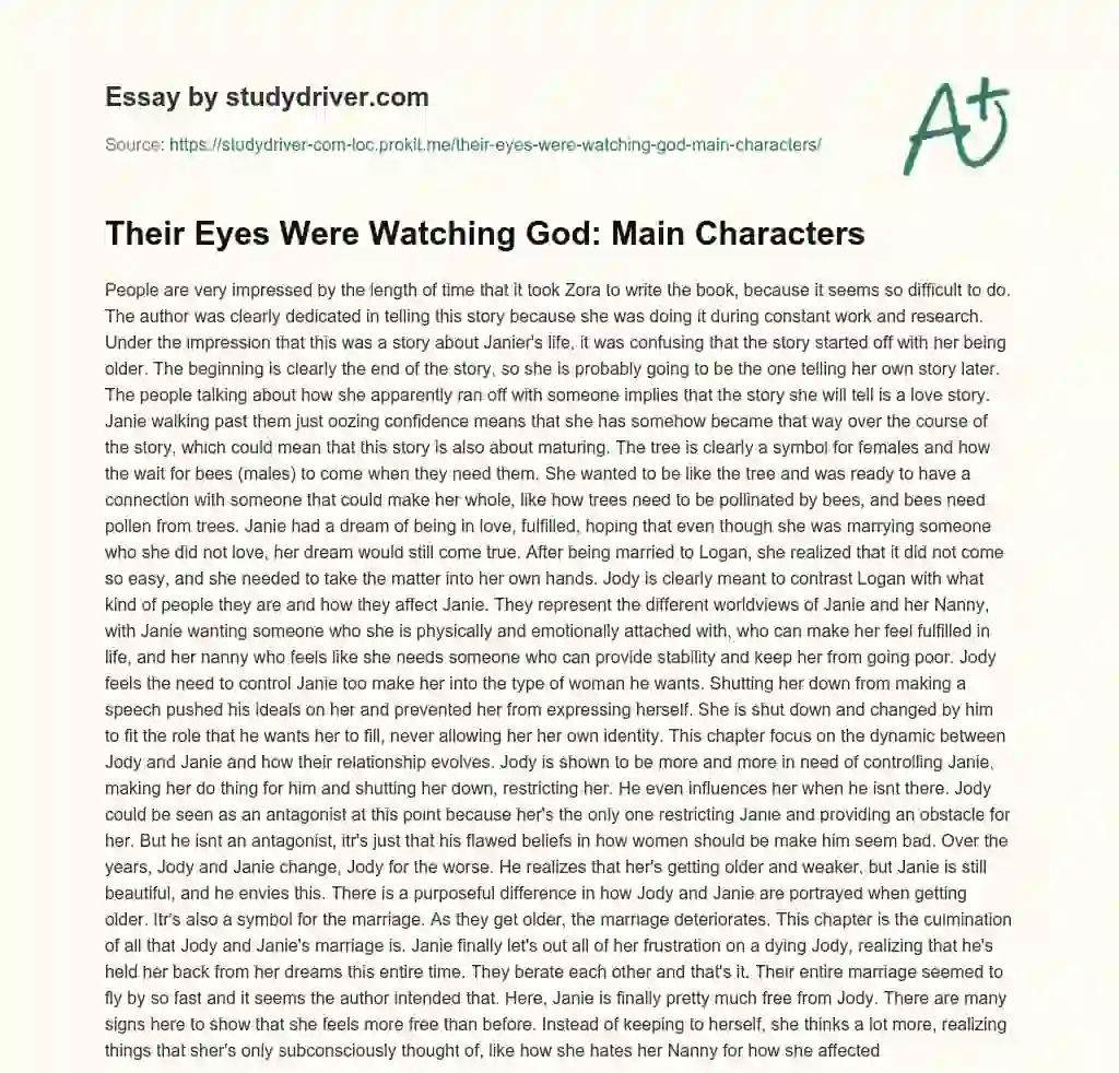 Their Eyes were Watching God: Main Characters essay