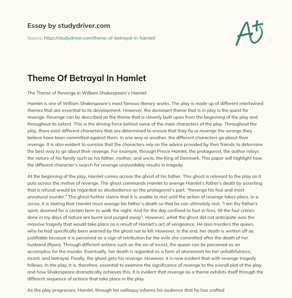Theme of Betrayal in Hamlet essay