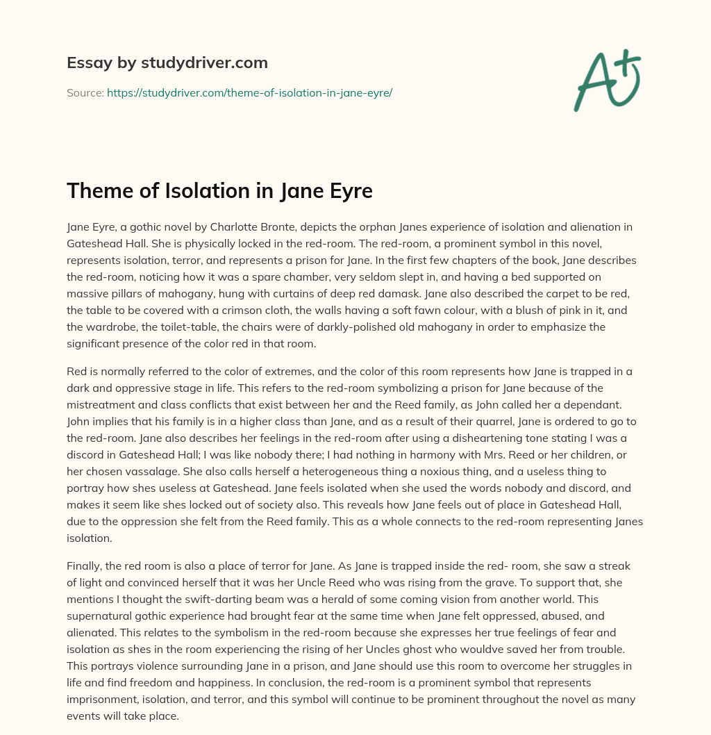 Theme of Isolation in Jane Eyre essay