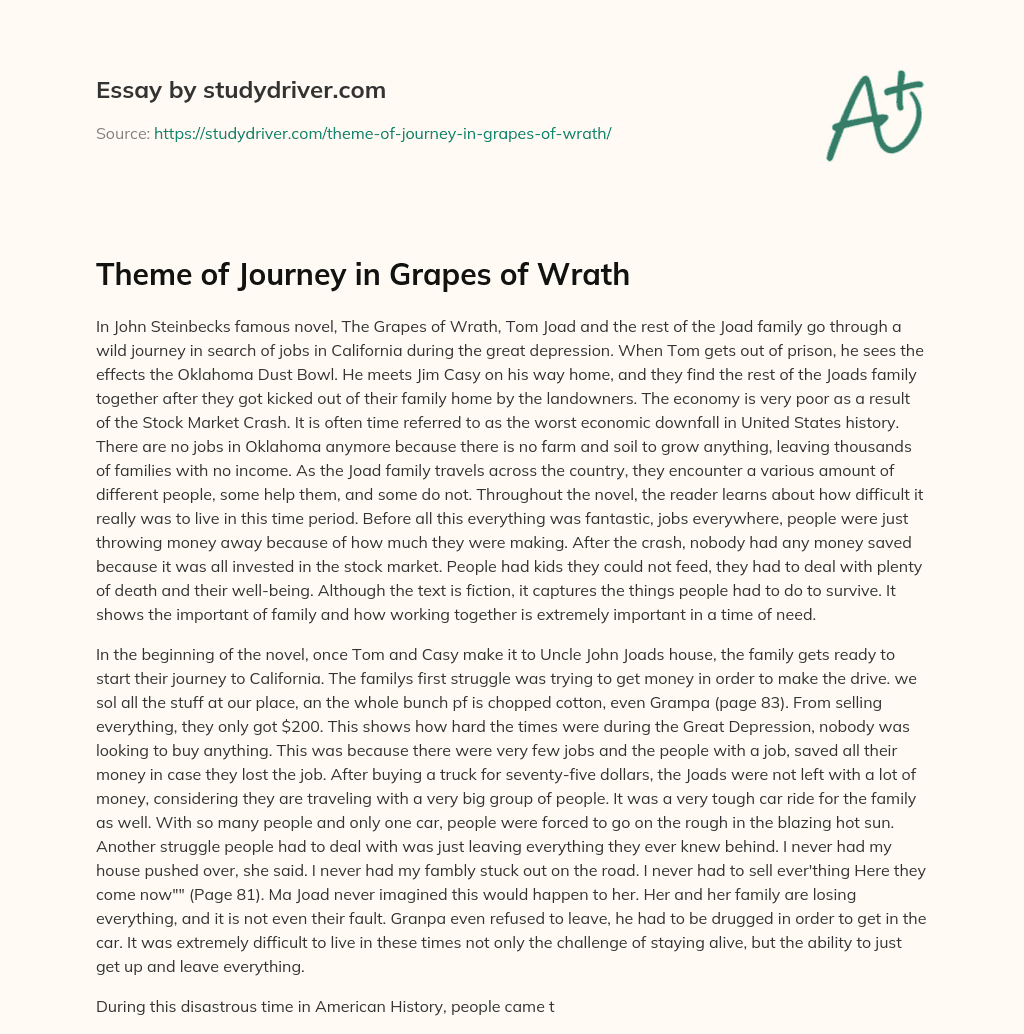 Theme of Journey in Grapes of Wrath essay