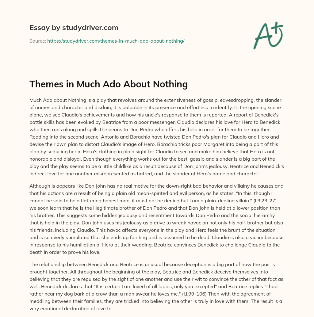 Themes in Much Ado about Nothing essay
