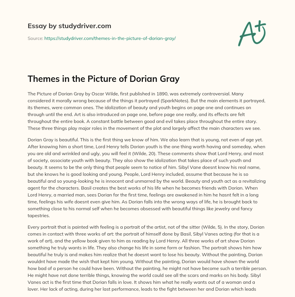 Themes in the Picture of Dorian Gray essay