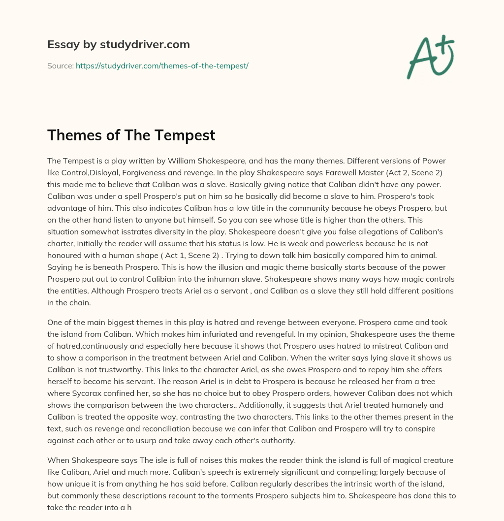 Themes of the Tempest essay