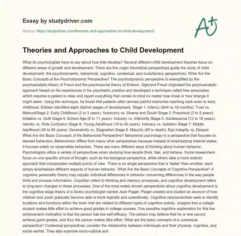 Theories and Approaches to Child Development essay