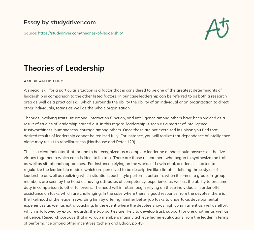 Theories of Leadership essay